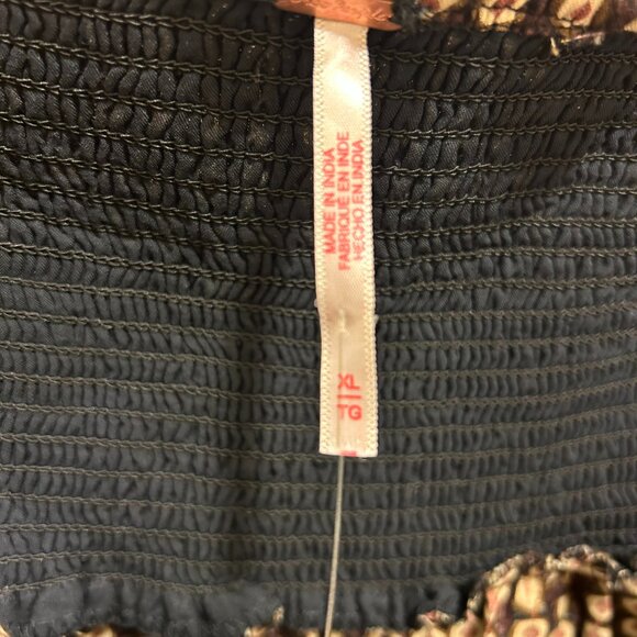 Free People Anthropologie Boho Gingham Brown Smock Dress Size XL NWT - Picture 4 of 4